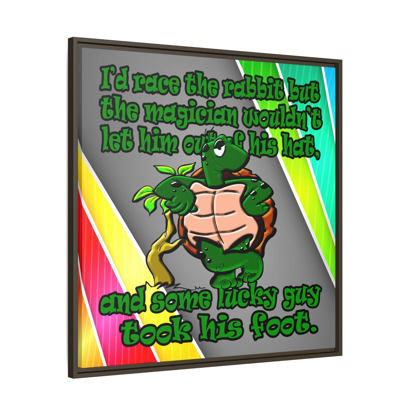 turtle race - framed canvas art (rainbow split)