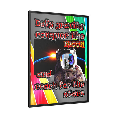 defy conquer reach - framed canvas art (rainbow split)