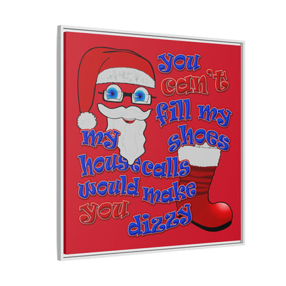 santa's shoes - framed canvas art (dark red)