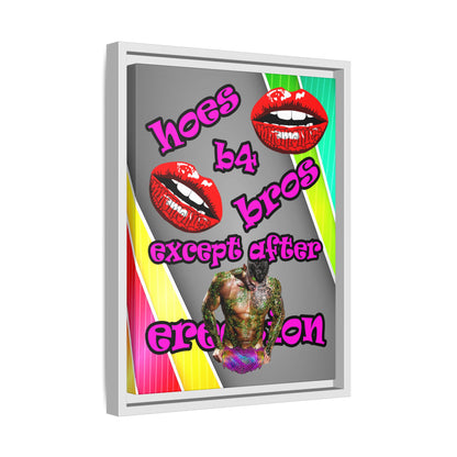 hoes b4 bros - framed canvas art (rainbow split)