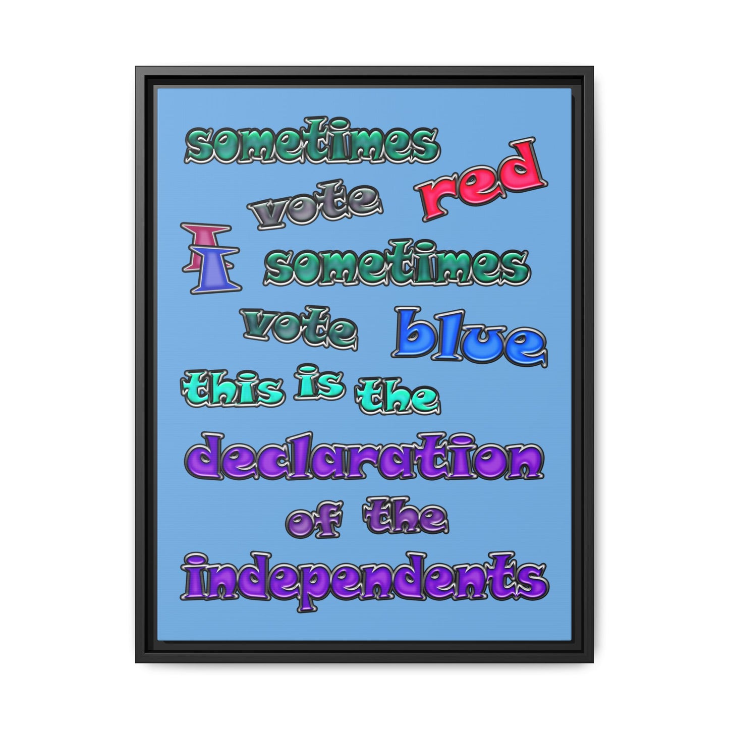 declaration of the independents - framed canvas art (light blue)