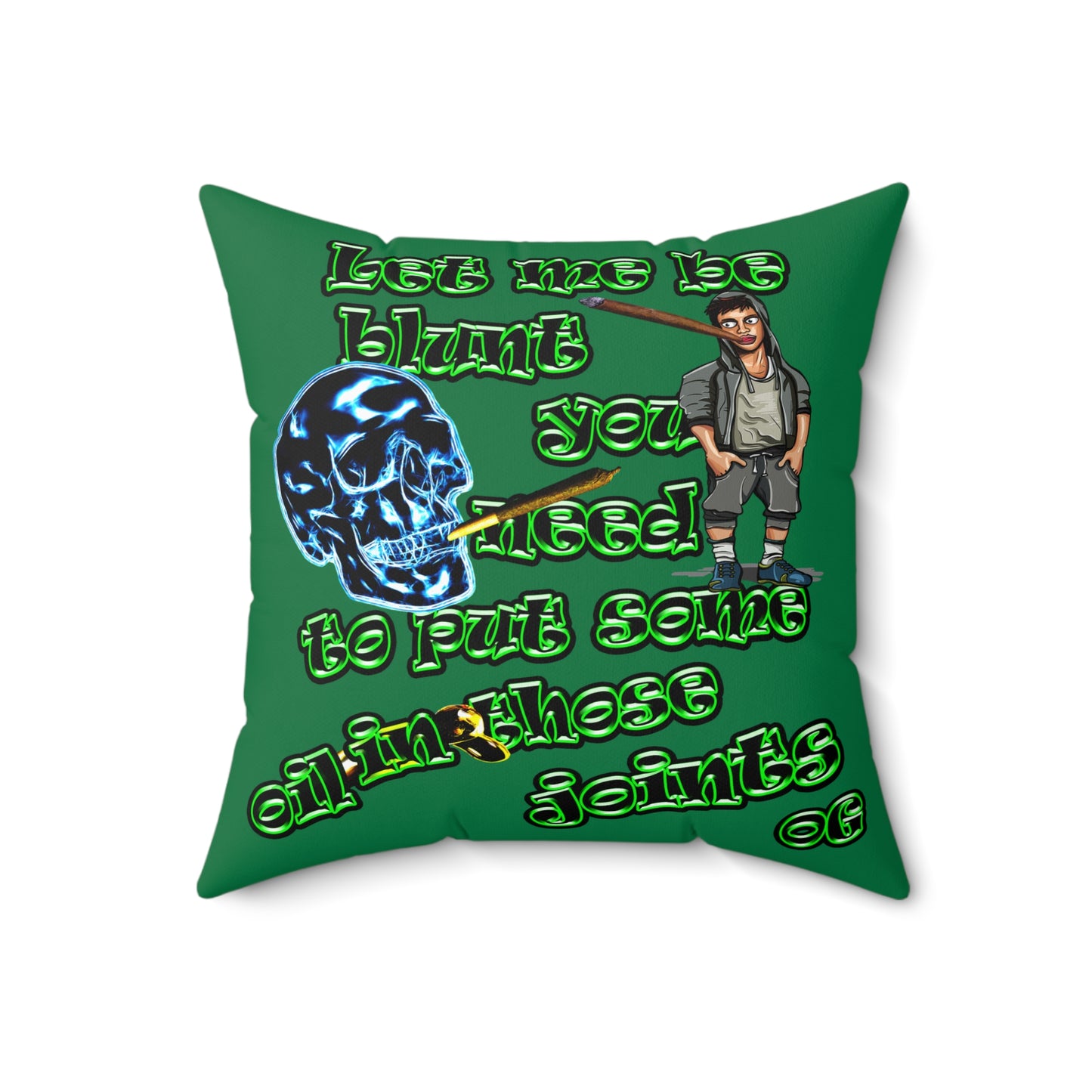 og - Spun Polyester Square Pillow - (dark green)