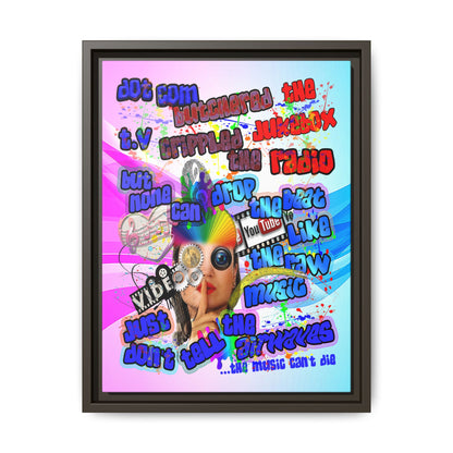 drop the beat - framed canvas art (light blue-pink wave)