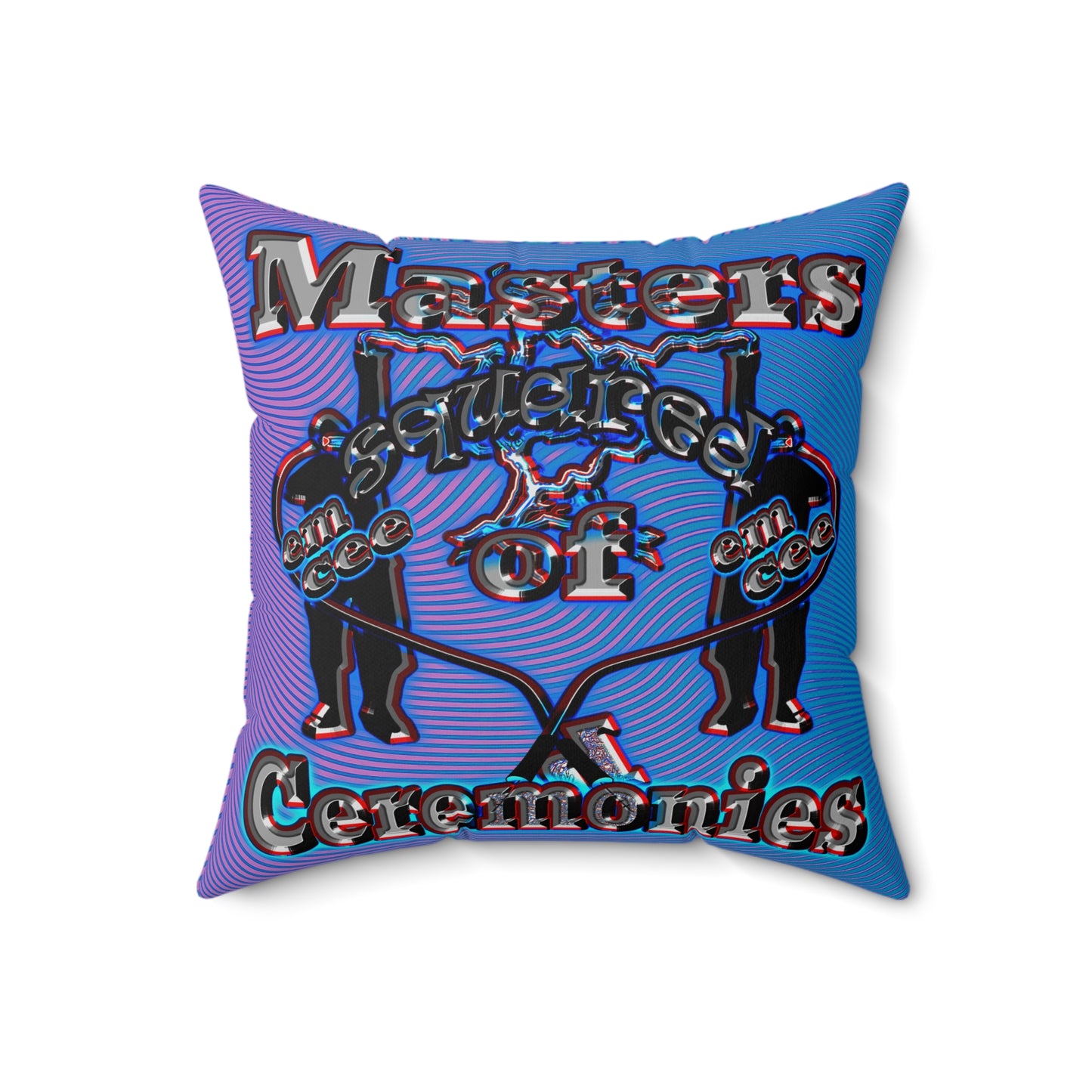 em cee squared - Spun Polyester Square Pillow - (light blue-purple wave)