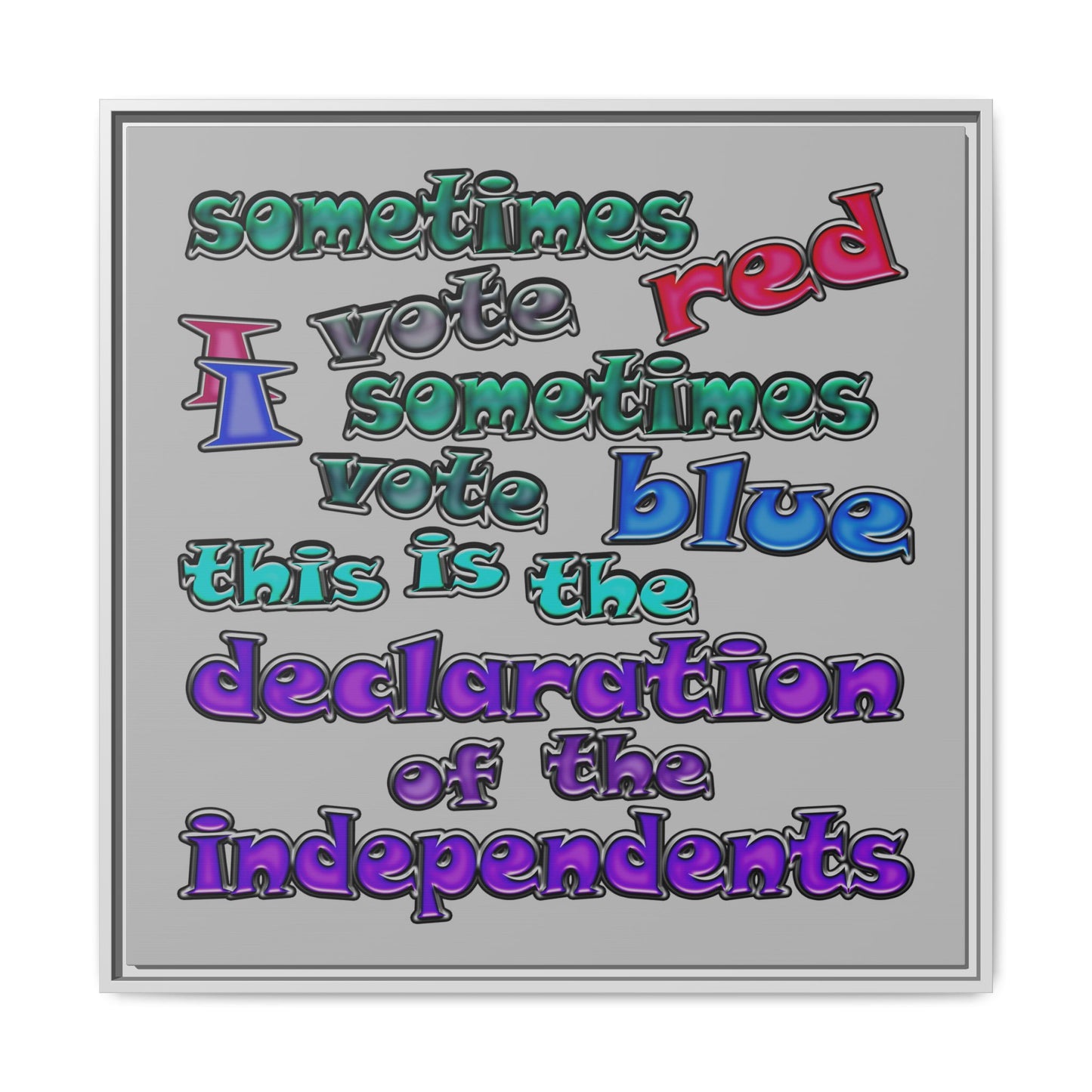 declaration of the independents - framed canvas art (light grey)