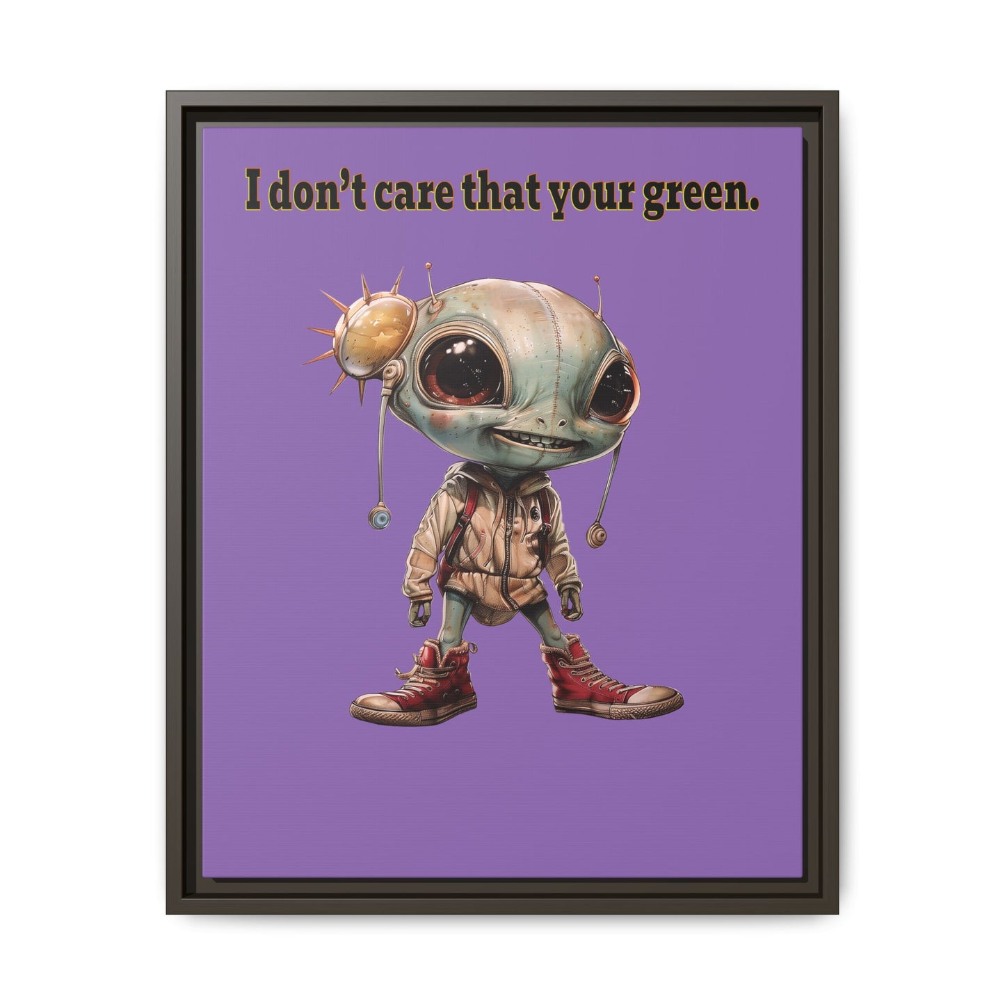 I don't care that your green - framed canvas art (light purple)
