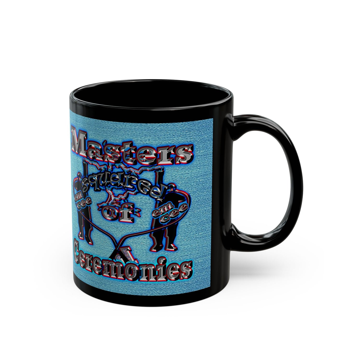 em cee squared - Black Mug (faded dark blue)
