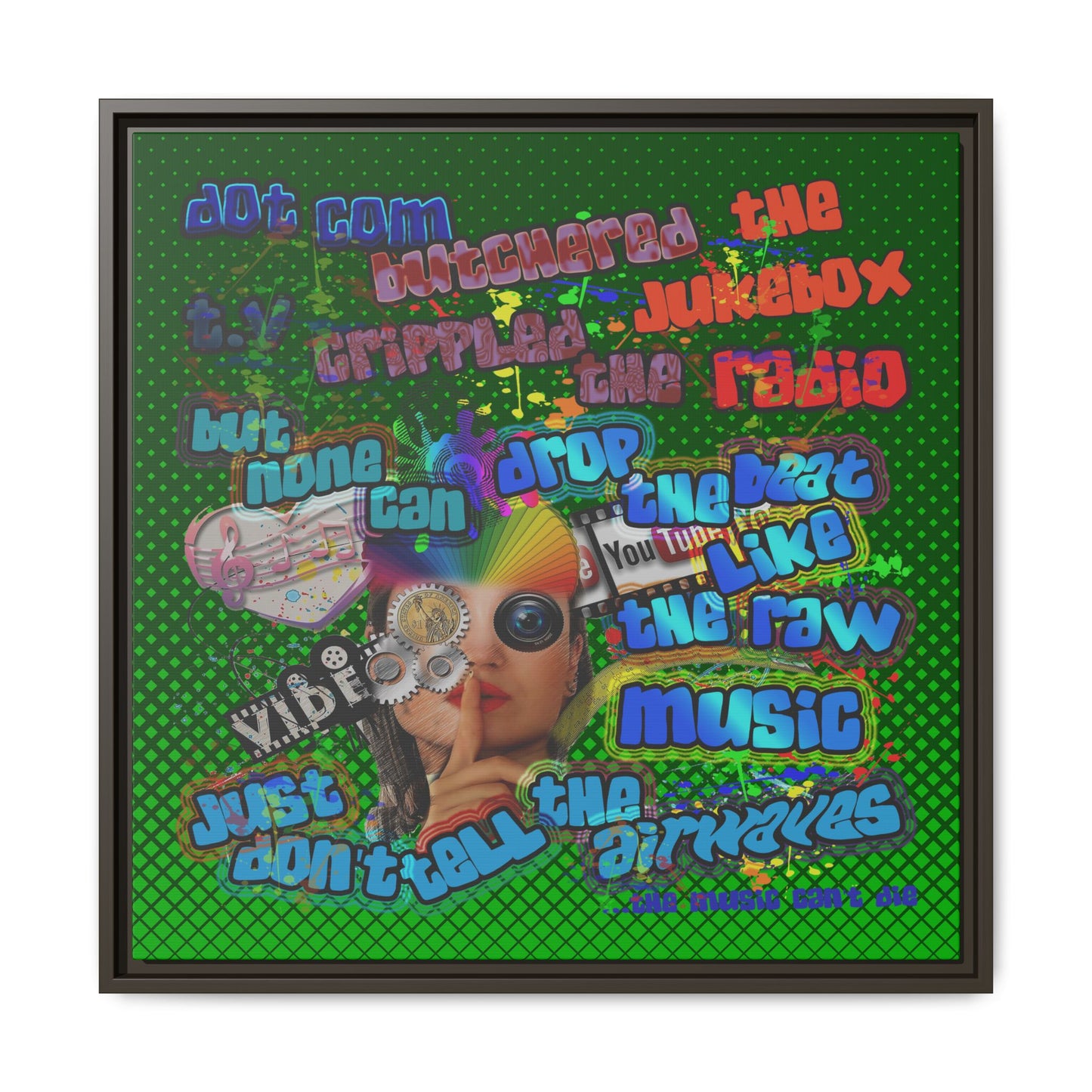 drop the beat - framed canvas art (logo green)