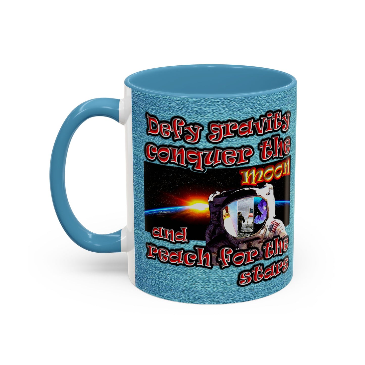 defy conquer reach - Accent Mug (faded blue)