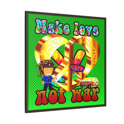love peace - framed canvas art (logo green)