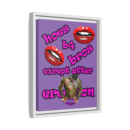hoes b4 bros - framed canvas art (light purple)