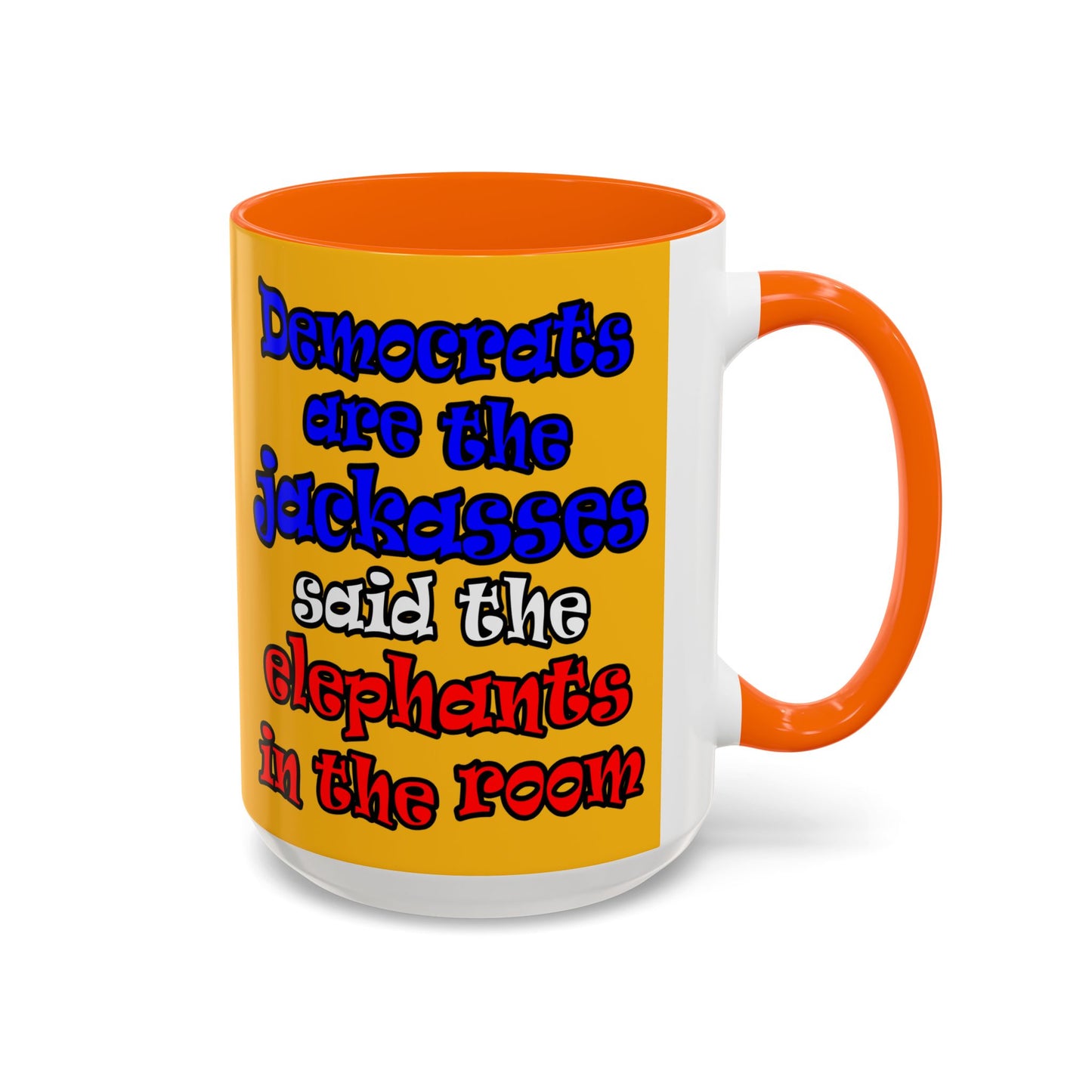 donkeys and elephants - Accent Mug (yellow)