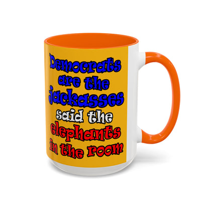 donkeys and elephants - Accent Mug (yellow)