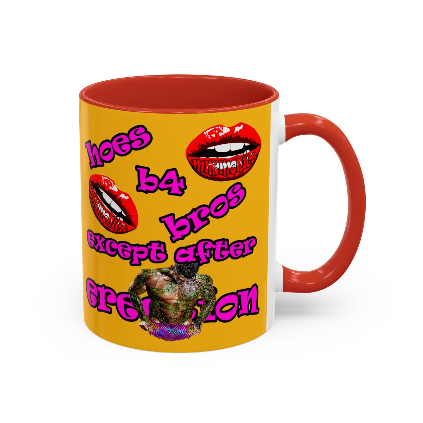 hoes b4 bros - Accent Mug (yellow)