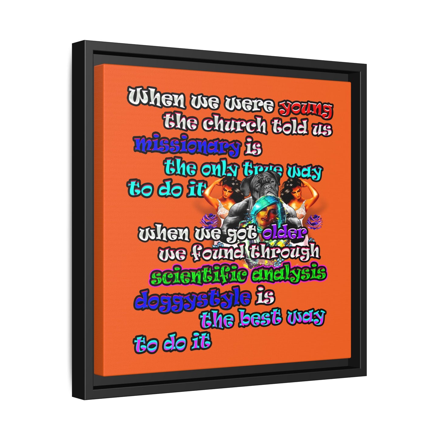 doggystyle - framed canvas art (orange)