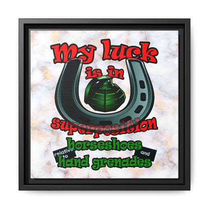 my luck - framed canvas art (white marble)