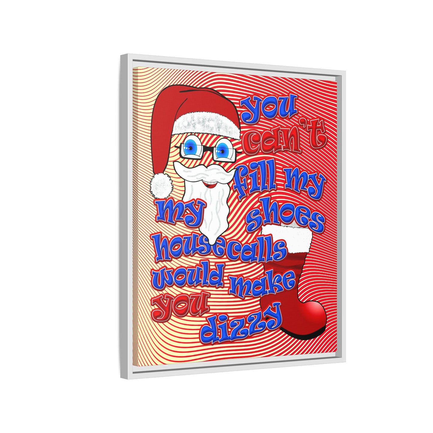santa's shoes - framed canvas art (yellow-orange wave)