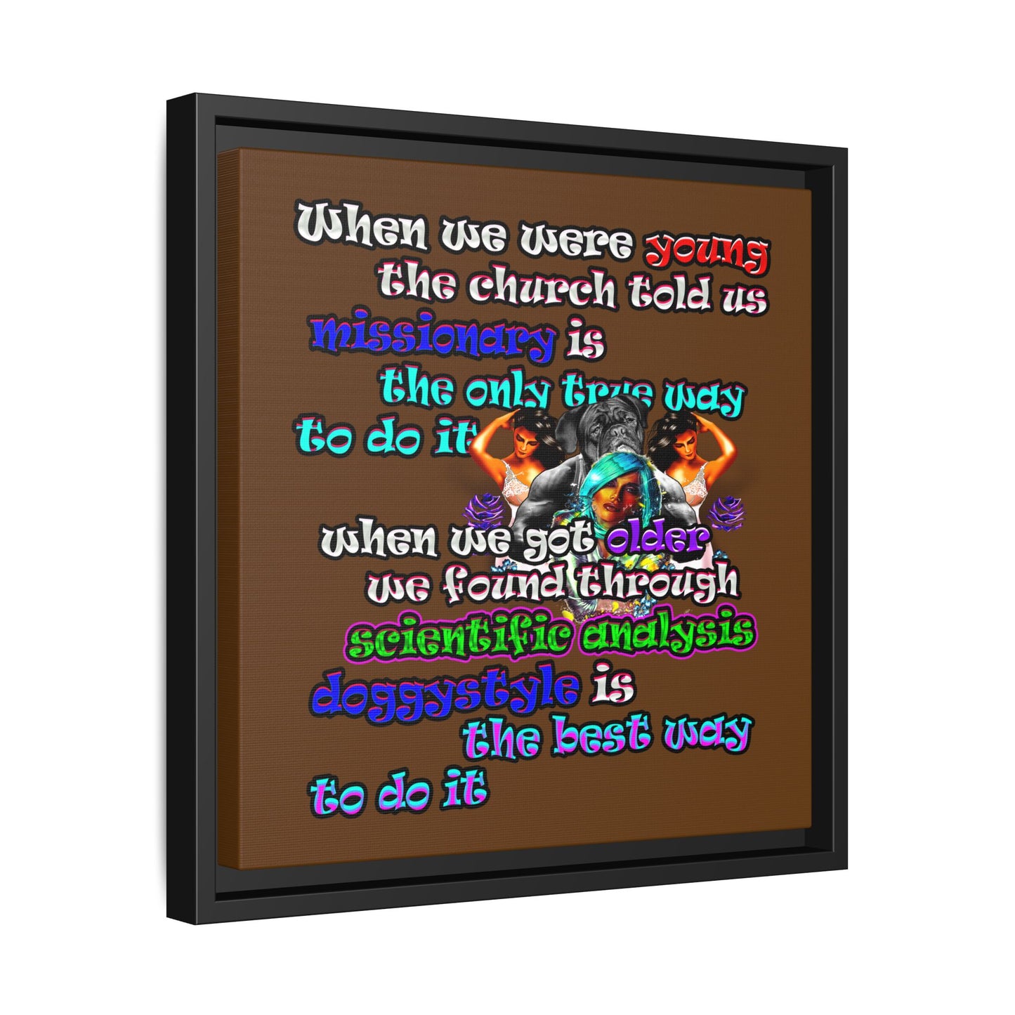 doggystyle - framed canvas art (brown)