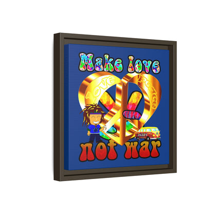love peace - framed canvas art (dark blue)