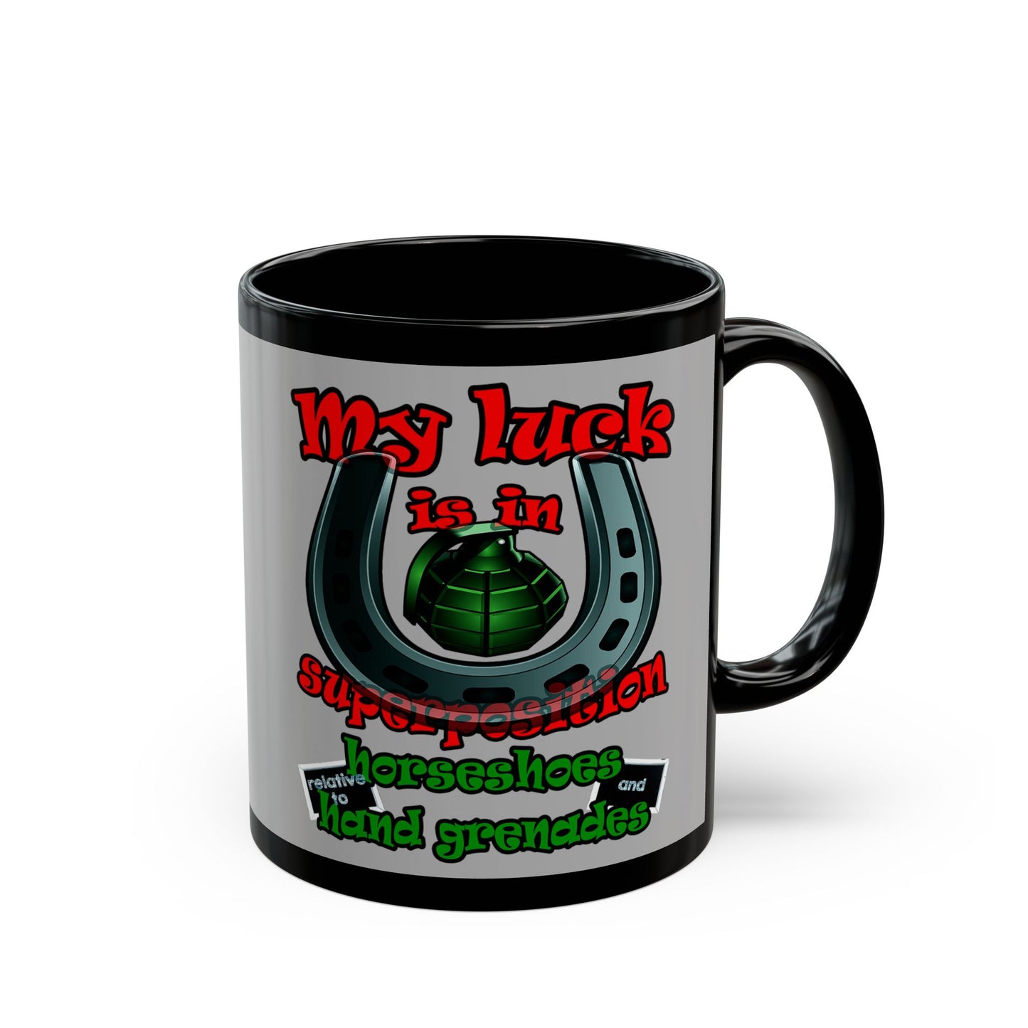 my luck - Black Mug (light grey)