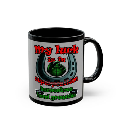 my luck - Black Mug (light grey)