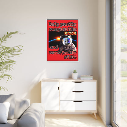defy conquer reach - framed canvas art (red)