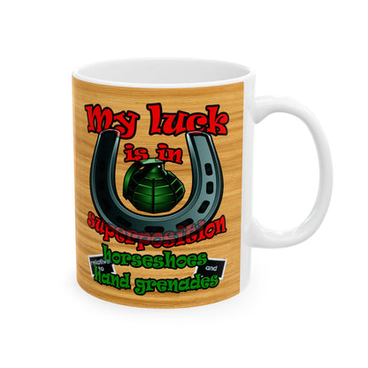 my luck - White Mug (butterscotch wood finish)
