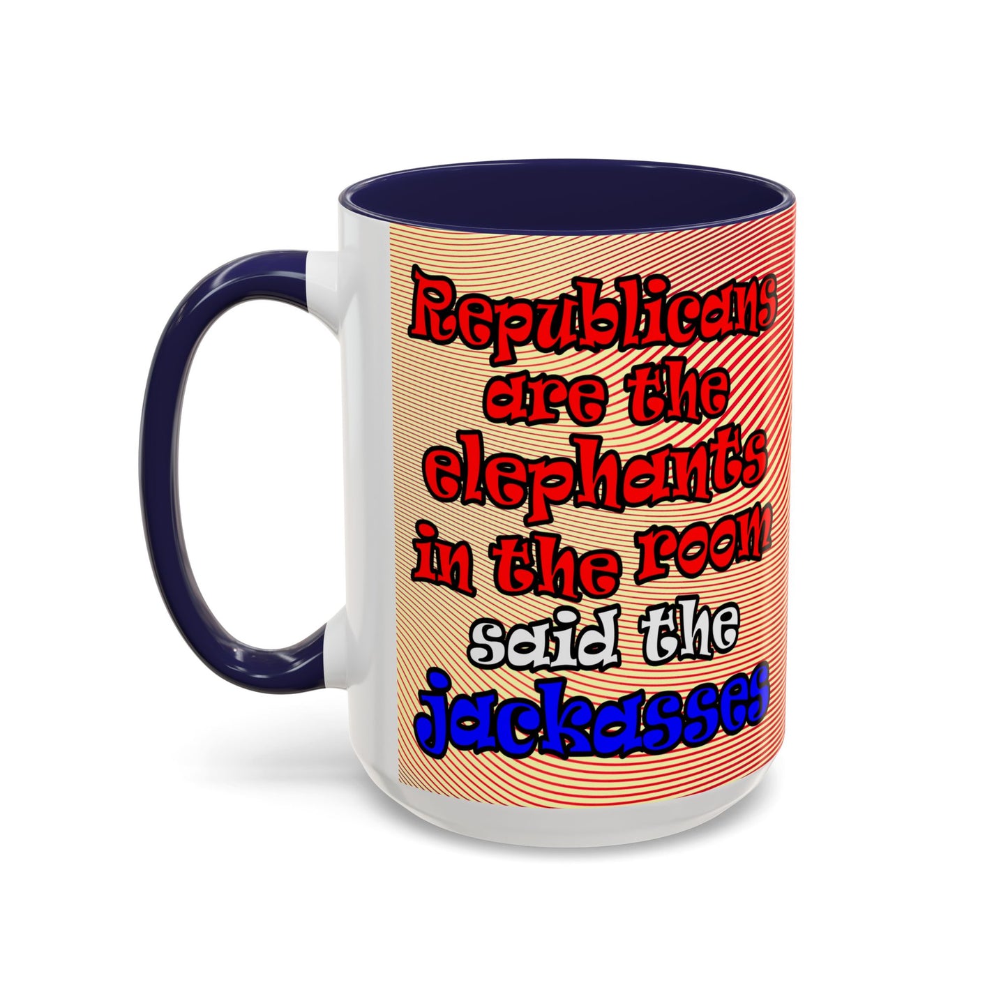 donkeys and elephants - Accent Mug (yellow-orange wave)