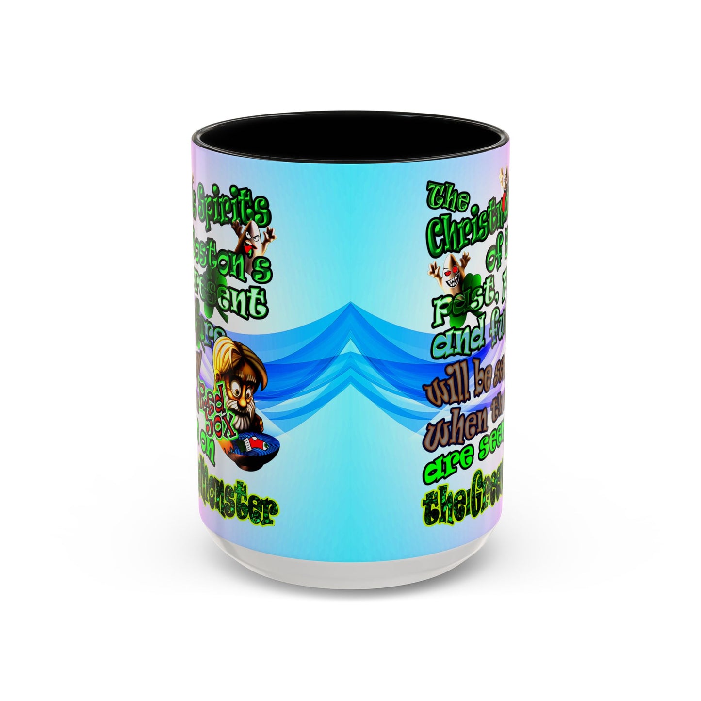christmas spirits of boston - Accent Mug (light blue-pink wave)