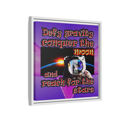 defy conquer reach - framed canvas art (purple-pink wave)