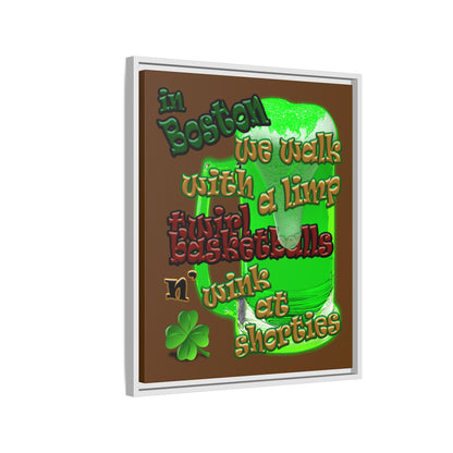 celtics logo - framed canvas art (brown)