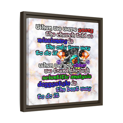 doggystyle - framed canvas art (white marble)