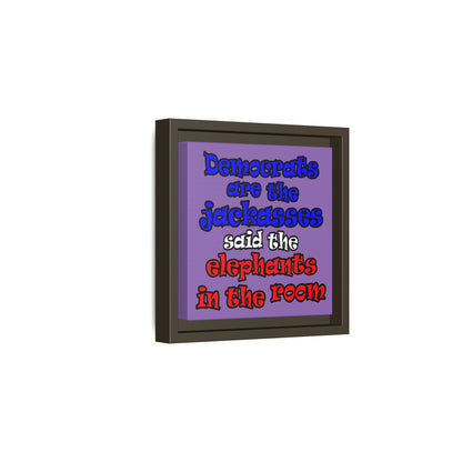 donkeys and elephants - framed canvas art (light purple)