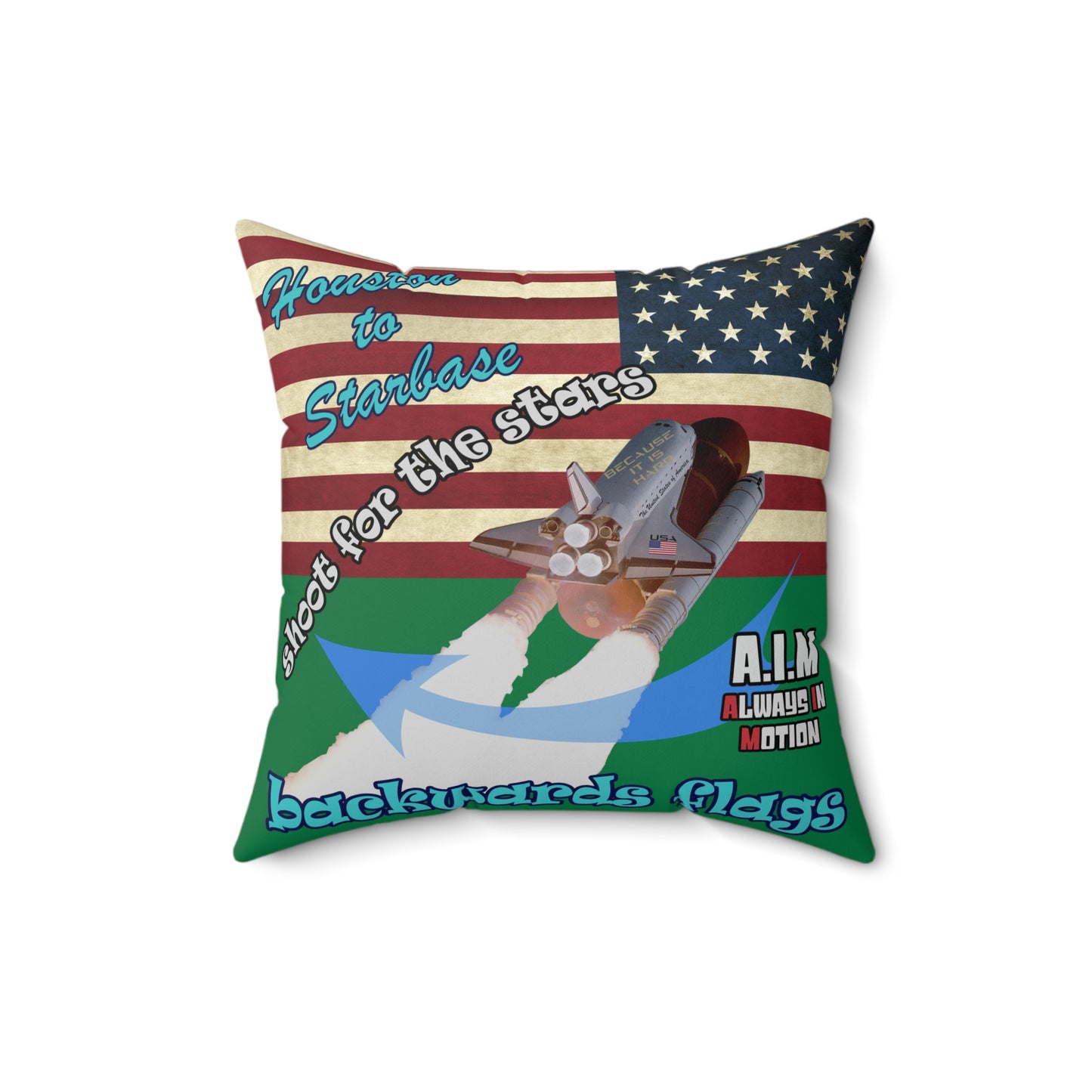 shoot for the stars - Spun Polyester Square Pillow - (dark green)