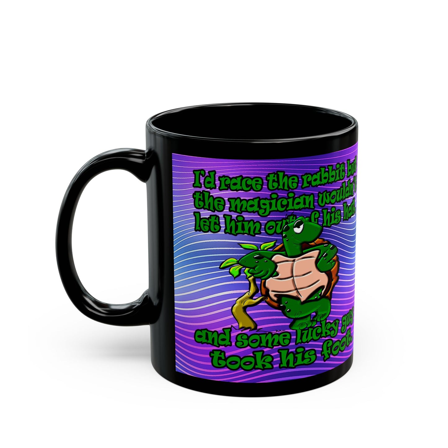 turtle race - Black Mug (purple wave)