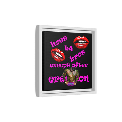 hoes b4 bros - framed canvas art (black)