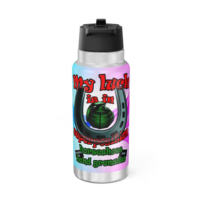 my luck - Gator Tumbler, 32oz  (light blue-pink wave)