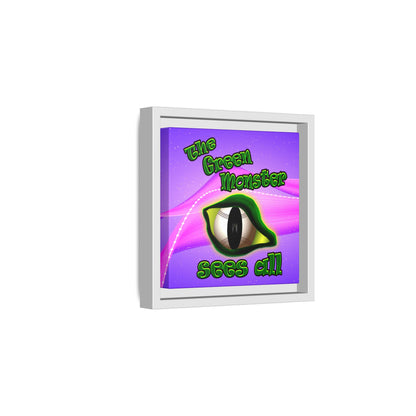 green monster - framed canvas art (purple-pink wave)