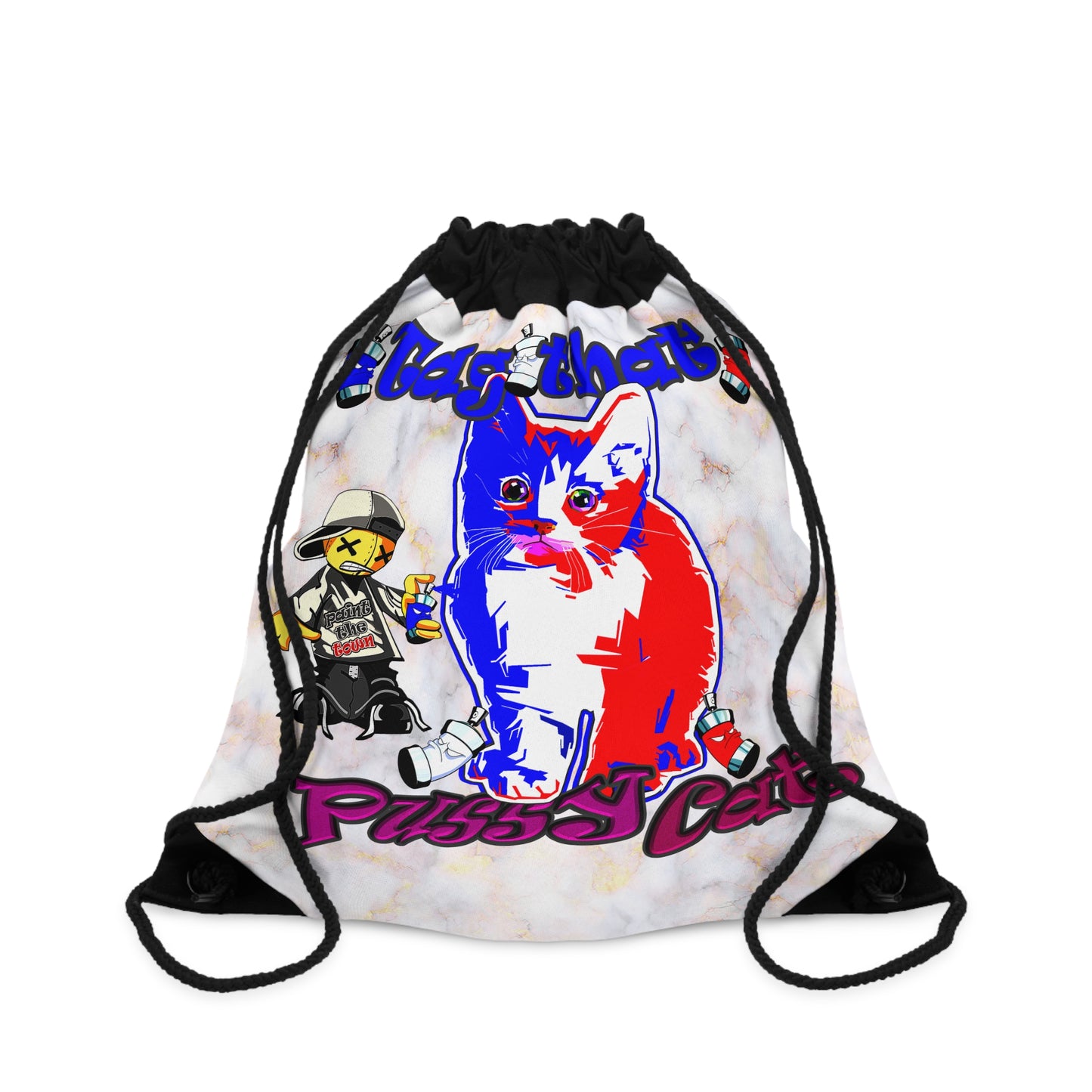 tag that - Drawstring Bag (white marble)
