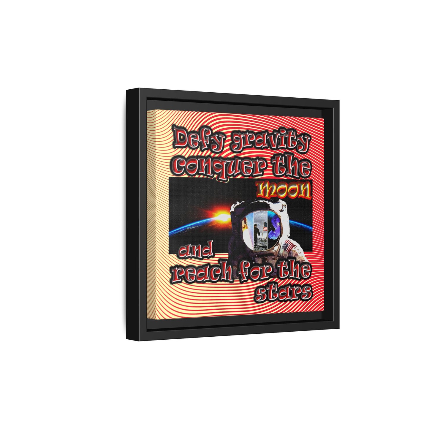 defy conquer reach - framed canvas art (yellow-orange wave)