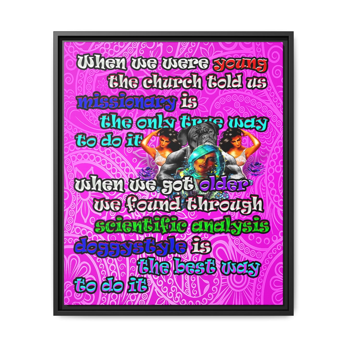 doggystyle - framed canvas art (pink swirl)