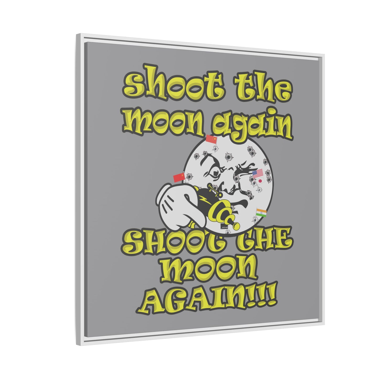 shoot the moon again - framed canvas art (grey)