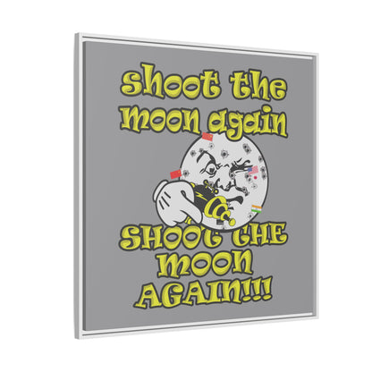 shoot the moon again - framed canvas art (grey)