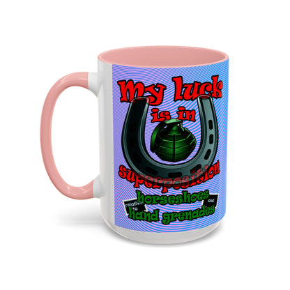 my luck - Accent Mug (light blue-purple wave)