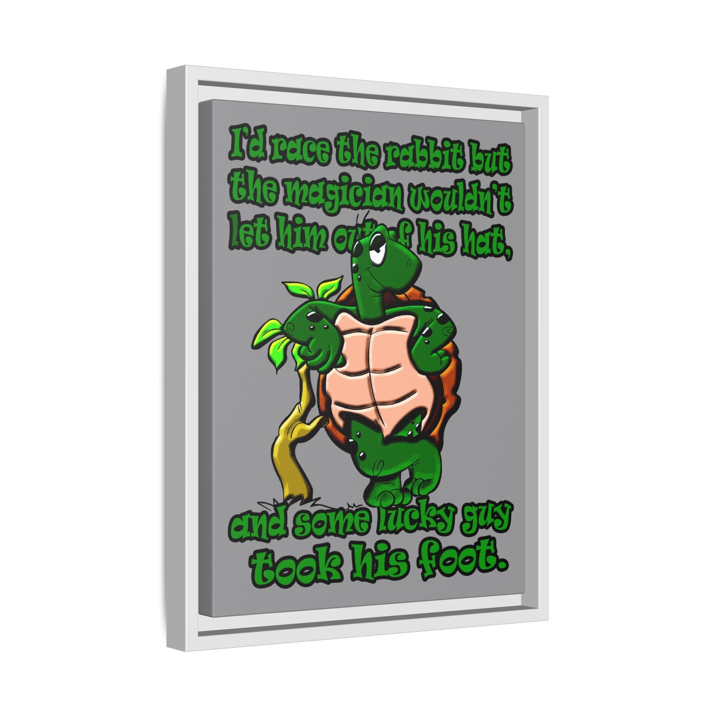 turtle race - framed canvas art (grey)