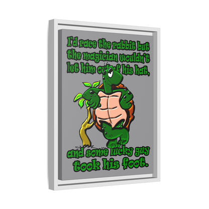 turtle race - framed canvas art (grey)