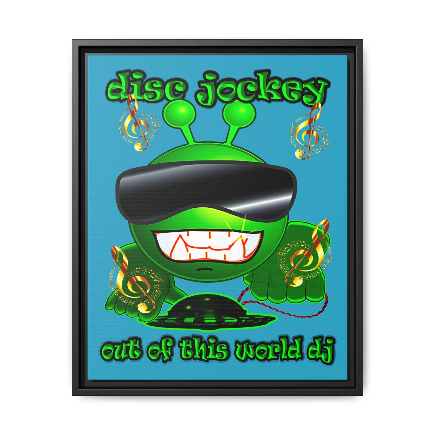 disc jockey - framed canvas art (turquoise)