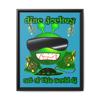 disc jockey - framed canvas art (turquoise)