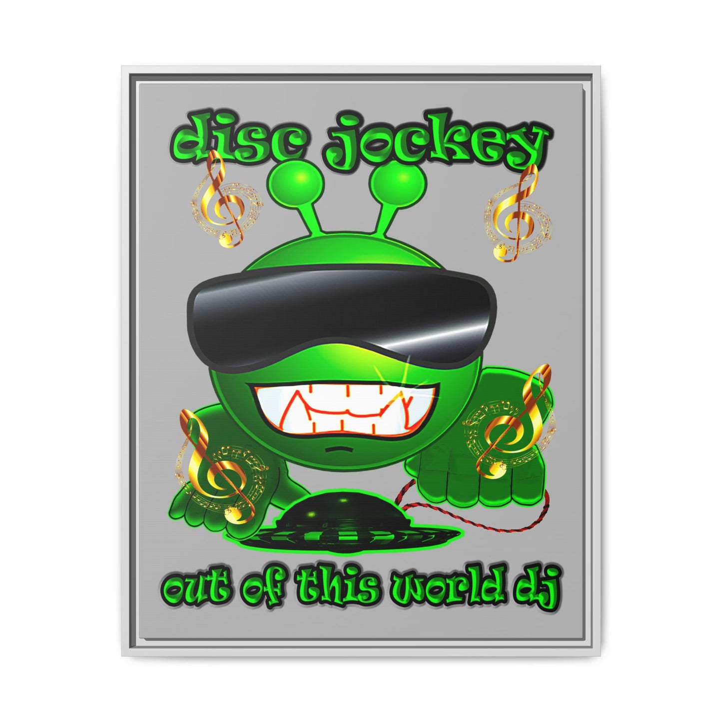 disc jockey - framed canvas art (light grey)