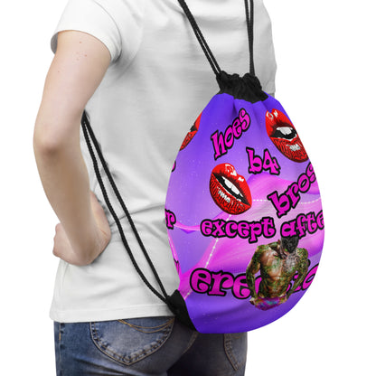 hoes b4 bros - Drawstring Bag (purple-pink wave)